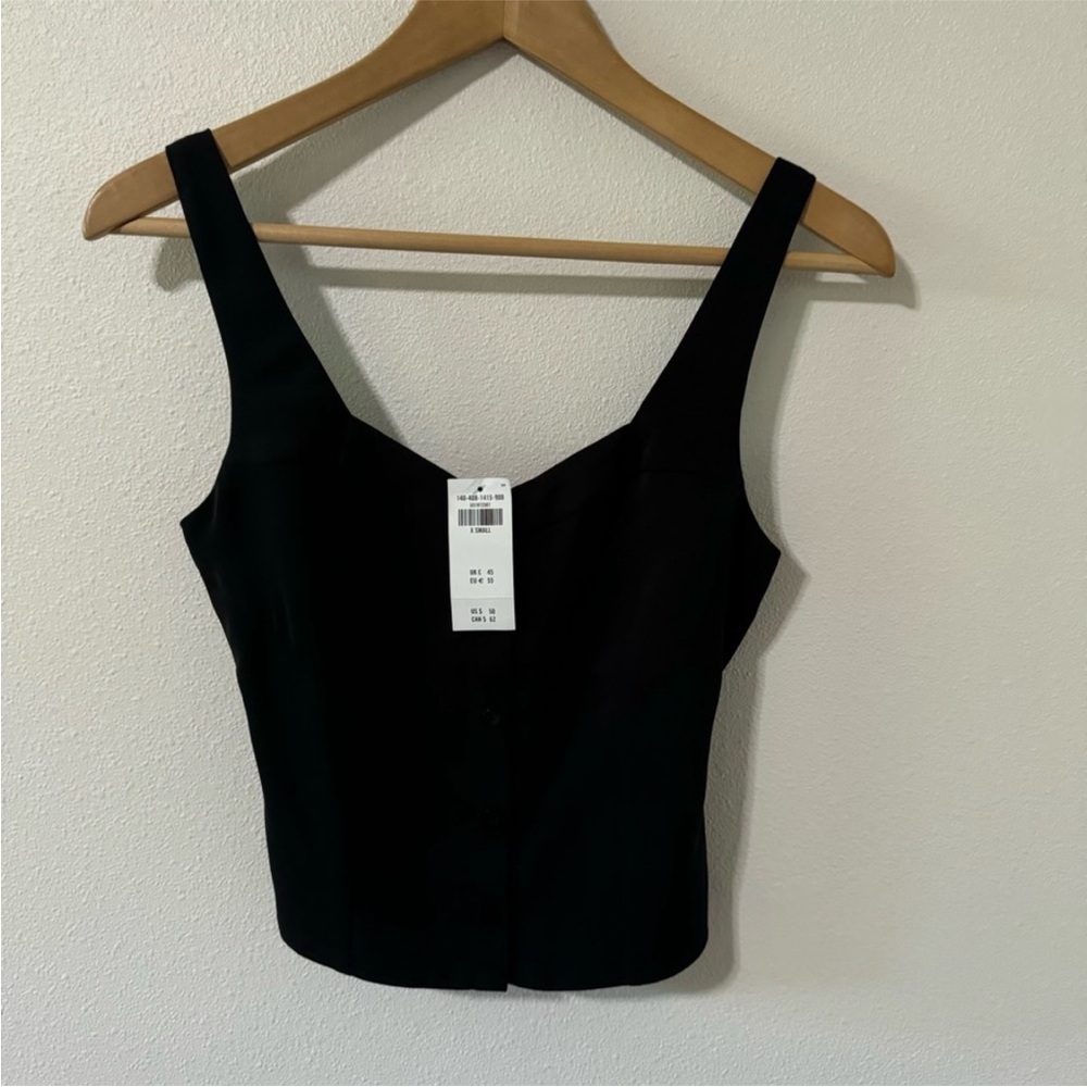 Abercrombie Button Front Sleeveless Crop Corset Top Black NWT-XS